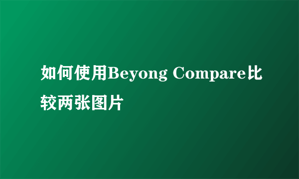 如何使用Beyong Compare比较两张图片