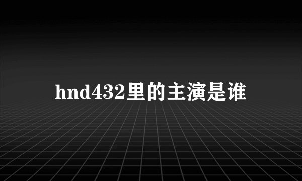 hnd432里的主演是谁