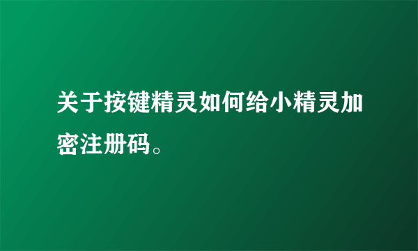 关于按键精灵如何给小精灵加密注册码。