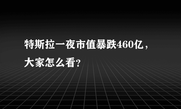 特斯拉一夜市值暴跌460亿，大家怎么看？