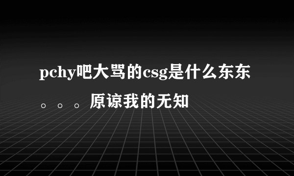 pchy吧大骂的csg是什么东东。。。原谅我的无知