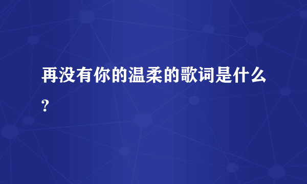 再没有你的温柔的歌词是什么?