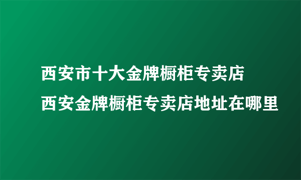 西安市十大金牌橱柜专卖店 西安金牌橱柜专卖店地址在哪里