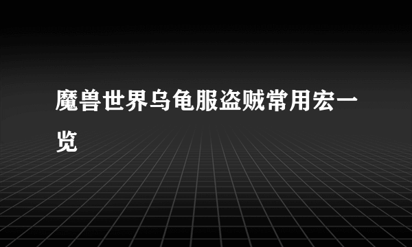 魔兽世界乌龟服盗贼常用宏一览