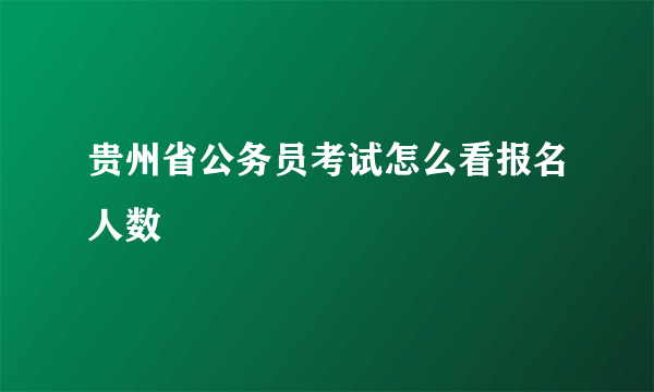 贵州省公务员考试怎么看报名人数