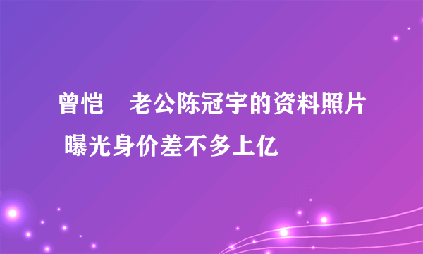 曾恺玹老公陈冠宇的资料照片 曝光身价差不多上亿