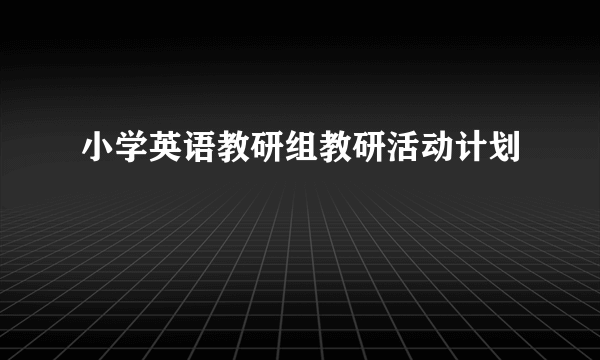 小学英语教研组教研活动计划