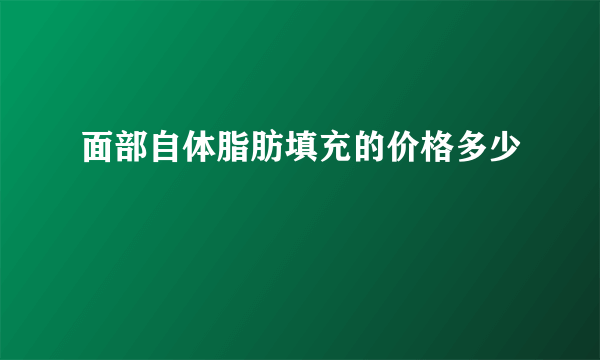 面部自体脂肪填充的价格多少