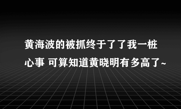 黄海波的被抓终于了了我一桩心事 可算知道黄晓明有多高了~