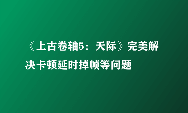 《上古卷轴5：天际》完美解决卡顿延时掉帧等问题