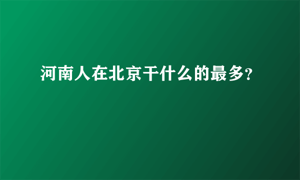 河南人在北京干什么的最多？