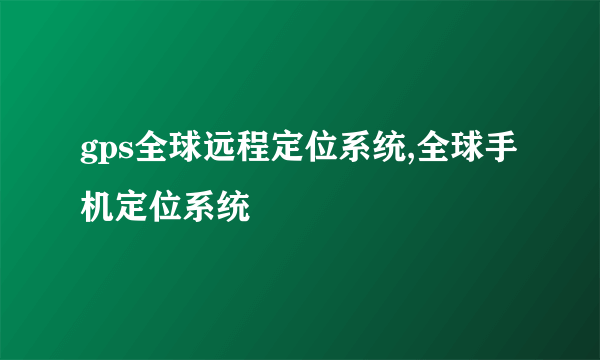 gps全球远程定位系统,全球手机定位系统