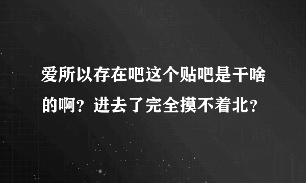 爱所以存在吧这个贴吧是干啥的啊？进去了完全摸不着北？