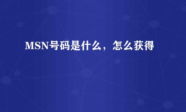 MSN号码是什么，怎么获得