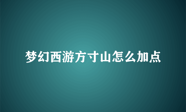 梦幻西游方寸山怎么加点