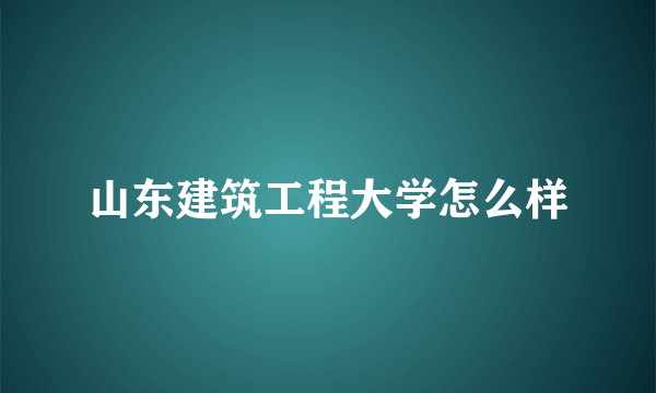 山东建筑工程大学怎么样