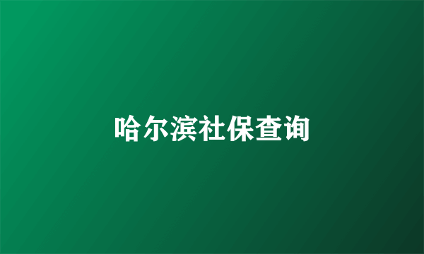 哈尔滨社保查询