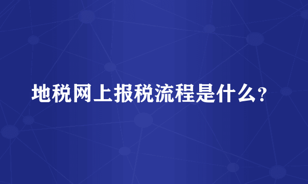 地税网上报税流程是什么？