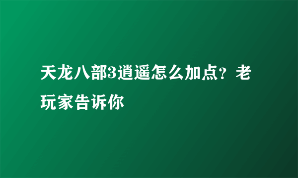 天龙八部3逍遥怎么加点？老玩家告诉你