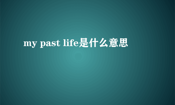 my past life是什么意思