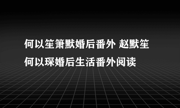 何以笙箫默婚后番外 赵默笙何以琛婚后生活番外阅读