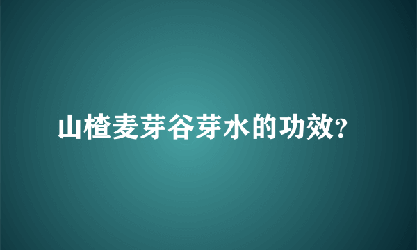 山楂麦芽谷芽水的功效？