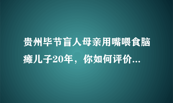 贵州毕节盲人母亲用嘴喂食脑瘫儿子20年，你如何评价这位母亲的行为？