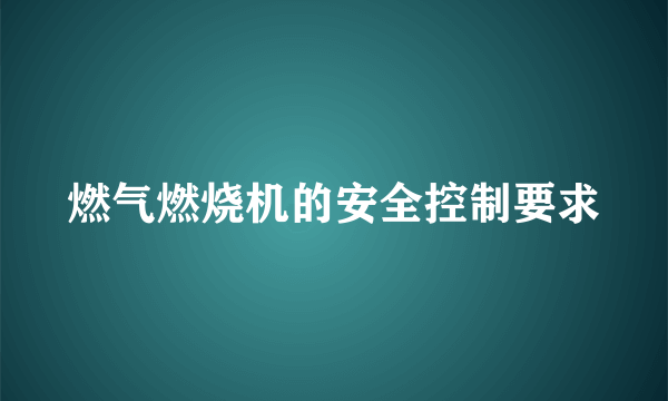 燃气燃烧机的安全控制要求