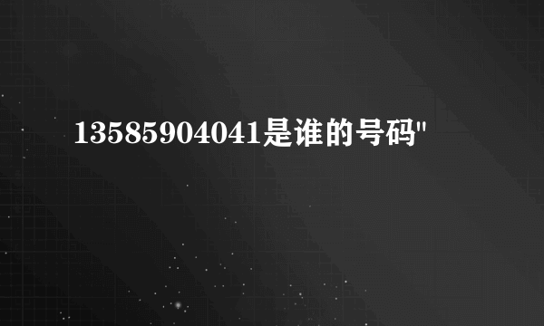 13585904041是谁的号码