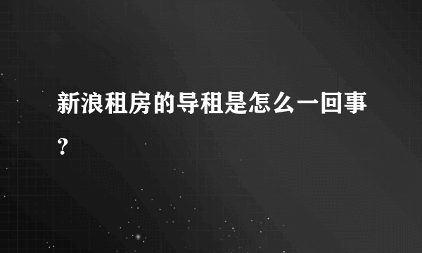 新浪租房的导租是怎么一回事？