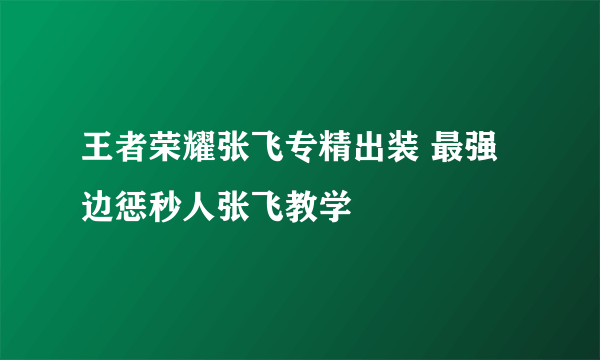 王者荣耀张飞专精出装 最强边惩秒人张飞教学