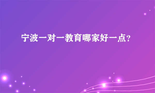 宁波一对一教育哪家好一点？