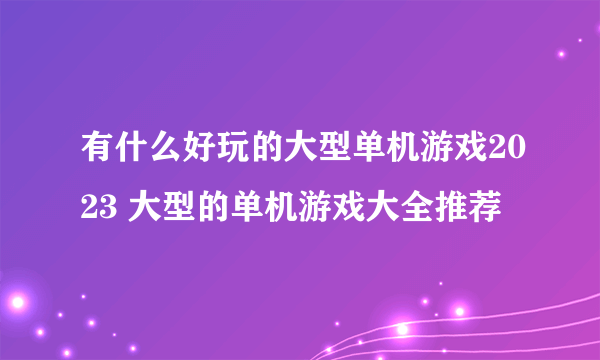 有什么好玩的大型单机游戏2023 大型的单机游戏大全推荐