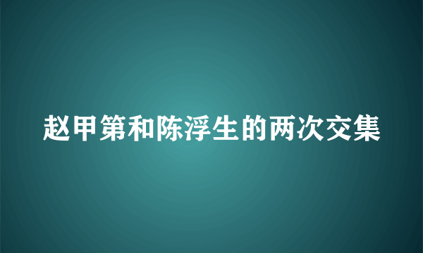 赵甲第和陈浮生的两次交集