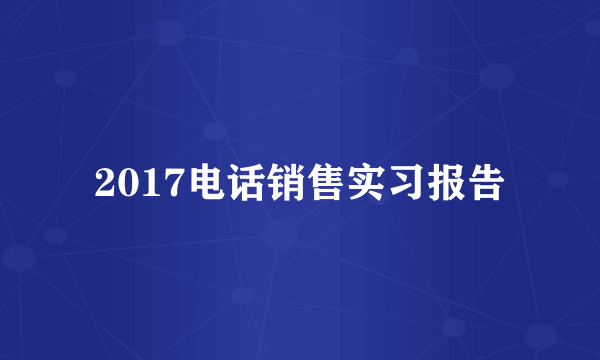 2017电话销售实习报告