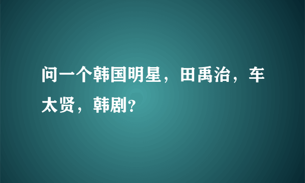 问一个韩国明星，田禹治，车太贤，韩剧？