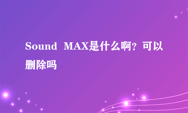 Sound  MAX是什么啊？可以删除吗