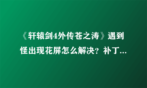 《轩辕剑4外传苍之涛》遇到怪出现花屏怎么解决？补丁注意内容及使用方法