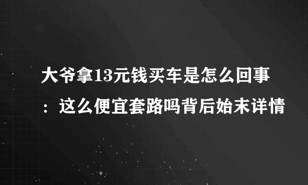 大爷拿13元钱买车是怎么回事：这么便宜套路吗背后始末详情