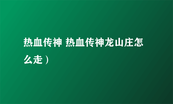 热血传神 热血传神龙山庄怎么走）