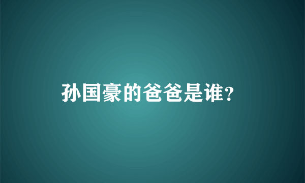 孙国豪的爸爸是谁？