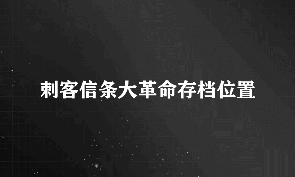 刺客信条大革命存档位置