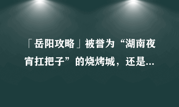 「岳阳攻略」被誉为“湖南夜宵扛把子”的烧烤城，还是小龙虾基地