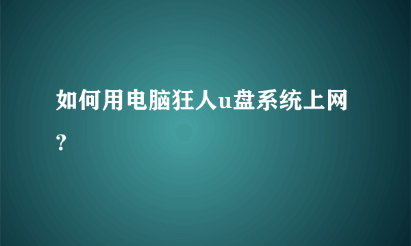 如何用电脑狂人u盘系统上网？