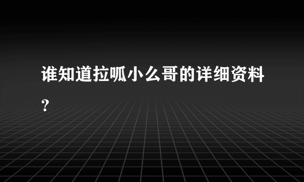 谁知道拉呱小么哥的详细资料？