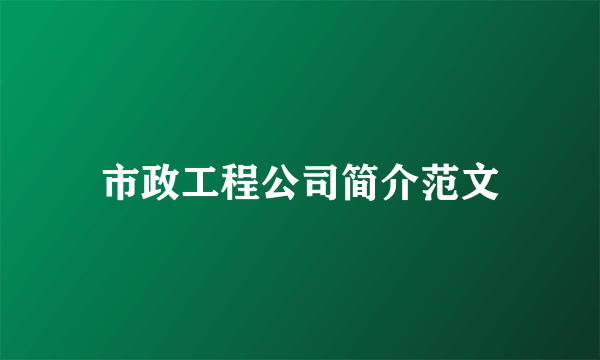 市政工程公司简介范文