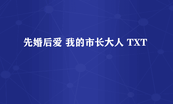 先婚后爱 我的市长大人 TXT