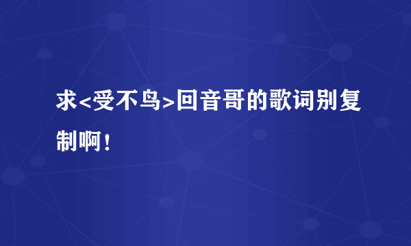 求<受不鸟>回音哥的歌词别复制啊！