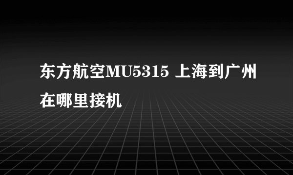 东方航空MU5315 上海到广州在哪里接机