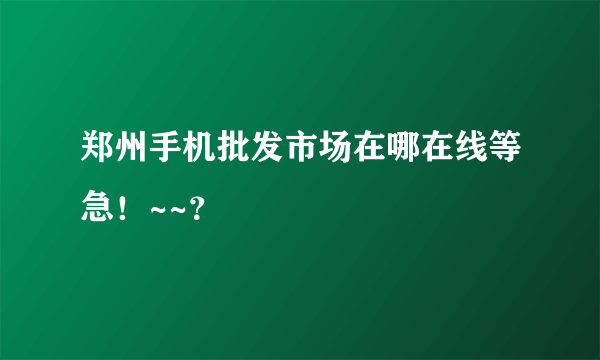 郑州手机批发市场在哪在线等急！~~？